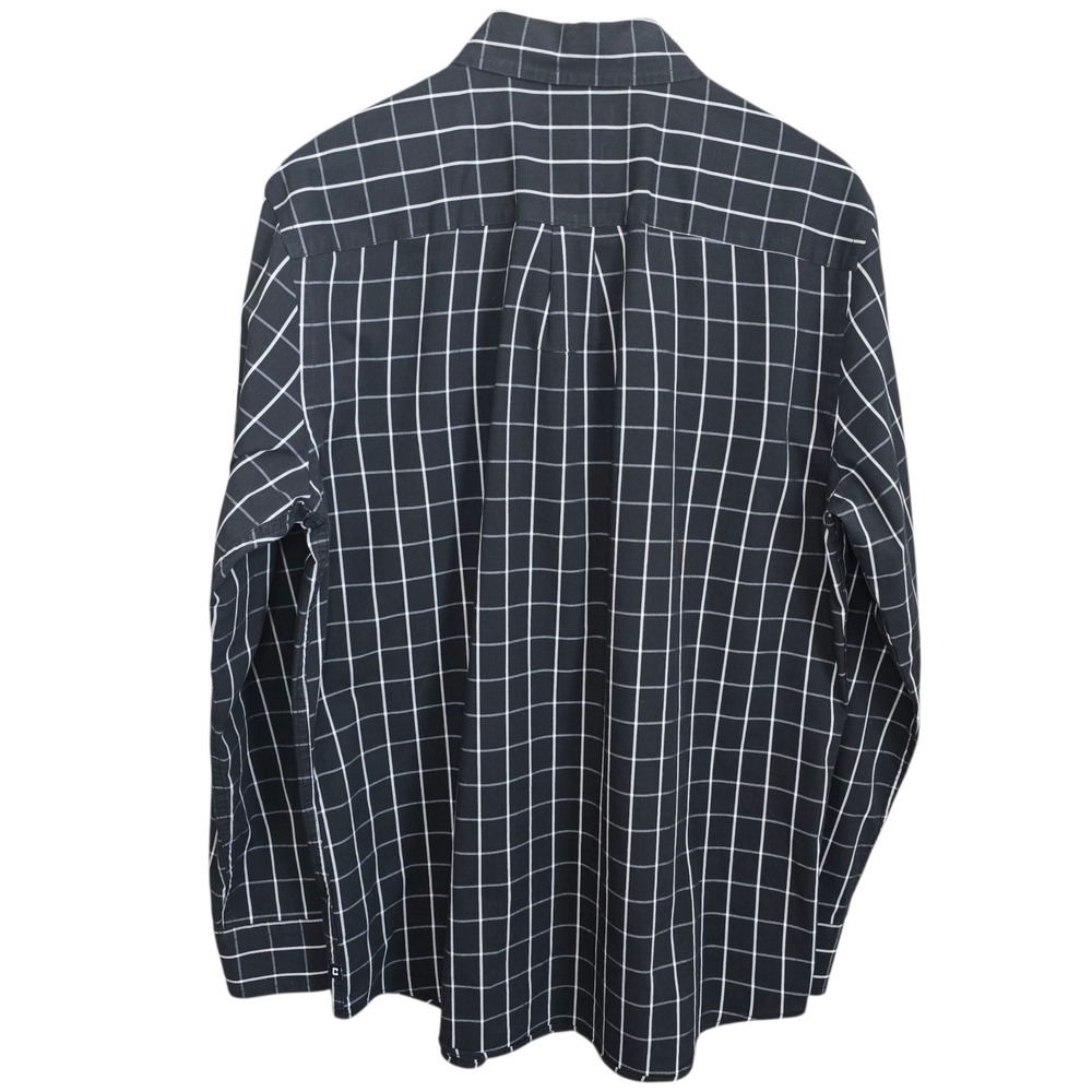 Chaps Shirt Mens Medium Black Button Down Checkered Stretch Easy Care Casual - Picture 7 of 8